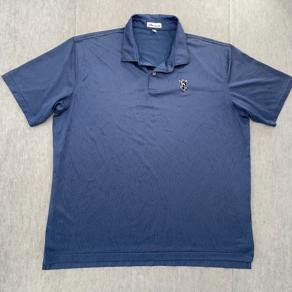 Peter Millar Shirt Adult Extra Large Blue Floral Polo The K Club Golf Club Mens